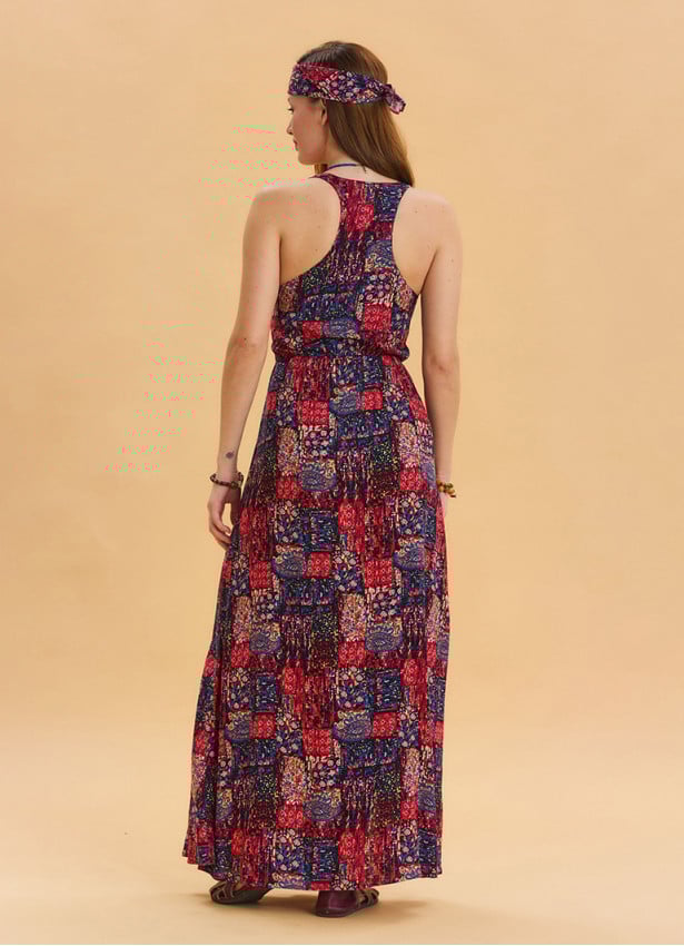 V Neck Slit Red Long Dress 4645